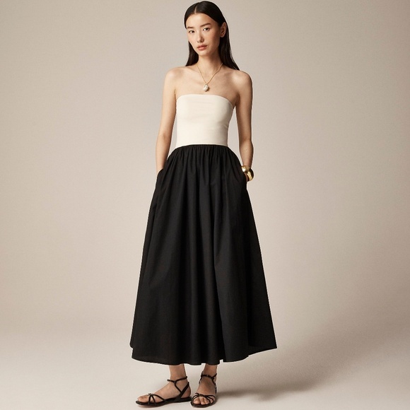 J. Crew Dresses & Skirts - New JCREW Size XXS Strapless Colorblock Mixy Dress Black & Natural $128 CJ391